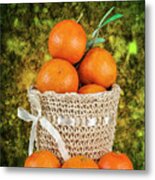 Basket Full Of Oranges Metal Print