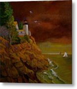 Bass Harbor Light Mt Desert Maine Metal Print