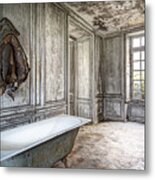 Bathroom In Decay - Abandoned Building Metal Print