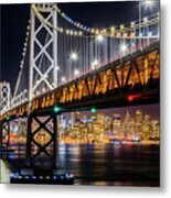 Bay Bridge And San Francisco By Night 10 Metal Print
