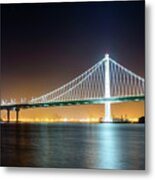 Bay Bridge East By Night 1 Metal Print