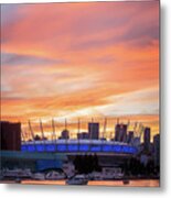 Bc Place Stadium At Sunset. Vancouver, Bc Metal Print