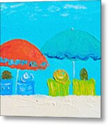 Beach Decor - Umbrellas Panorama Metal Print