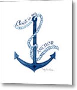 Beach House Nautical Ship Christ Is My Anchor Metal Print