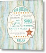 Beach House Rules - Refreshing Shore Typography Metal Print