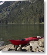 Beached Kayak In Alaska Metal Print