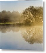 Beautiful Misty River Sunrise Metal Print