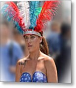 Beauty With A Feathered Headdress Ii Metal Print