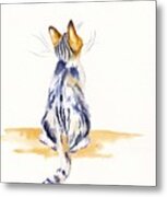 Watercolour Kitten - Bee Watchful Metal Print