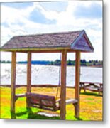 Bench In Nature By The Sea 1 Metal Print