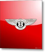 Bentley 3 D Badge On Red Metal Print