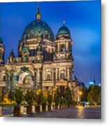 Berlin Cathedral With Tv Tower At Night Metal Print
