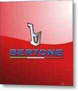 Bertone 3 D Badge On Red Metal Print