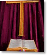 Bible And Cross Metal Print