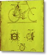 Bicycle Patent Drawing 4d Metal Print