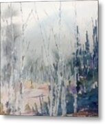 Birches In Haze  Naim's Enchatned Forest Metal Print