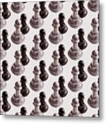 Black And White Chess Pawns Pattern Metal Print