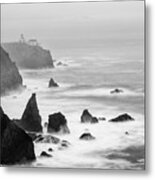Black And White Photograph Of Point Bonita Lighthouse - Marin Headlands San Francisco California Metal Print