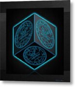 Black Cube With Six Seals Of Solomon Metal Print
