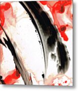 Black White Red Art - Tango 3 - Sharon Cummings Metal Print