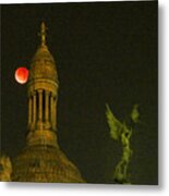 Blood Moon Eclipse At Sacre Coeur Paris  2015 Metal Print