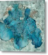 Blue Abstract Alcohol Ink On Tile Metal Print