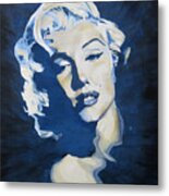 Blue And Gold Marilyn Metal Print