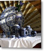 Blue And White Metal Print