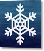Blue And White Snowflake- Art By Linda Woods Metal Print
