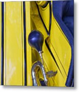Blue And Yellow Vintage Car Detail Metal Print
