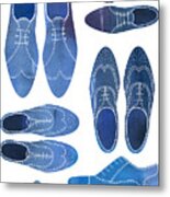 Blue Brogue Shoes Metal Print