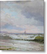 Blue Day At The Sea Shore Metal Print