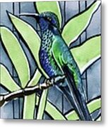 Blue Green Hummingbird Metal Print