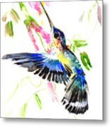 Blue Hummingbird Metal Print