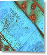 Blue Rusty Boat Detail Metal Print