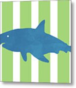 Blue Shark 1- Art By Linda Woods Metal Print