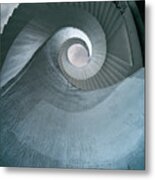 Blue Spiral Stairs Metal Print