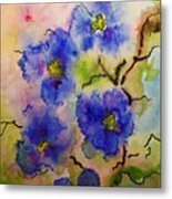 Blue Spring Flowers Watercolor Metal Print