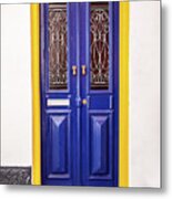 Blue Yellow Door Metal Print
