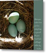 Bluebird Eggs With Buddha Quote Metal Print