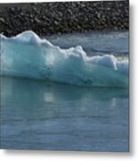 Bluish Tint In A Icelandic Iceburg In A Lagoon Metal Print