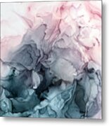 Blush And Payne's Gray Flowing Abstract Metal Print