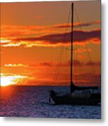 Boat And Sunset Metal Print