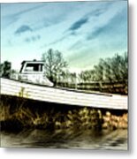 Boat Beached By The Bay Metal Print
