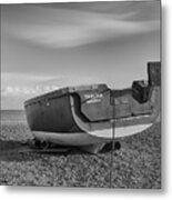 Boat On The Beach In B And W Metal Print