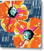 Bold Orange Poppies- Art By Linda Woods Metal Print