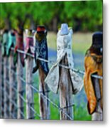 Boots On The Fence Metal Print