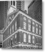 Boston Faneuil Hall - Monochrome Metal Print