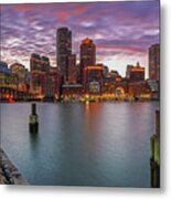 Boston Harbor And Financial Waterfront District Skyline Metal Print