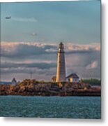 Boston Lighthouse Sunset Metal Print